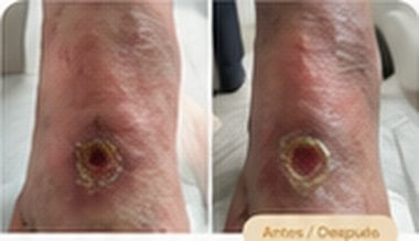 Antes y después: pie diabético en proceso de cicatrización