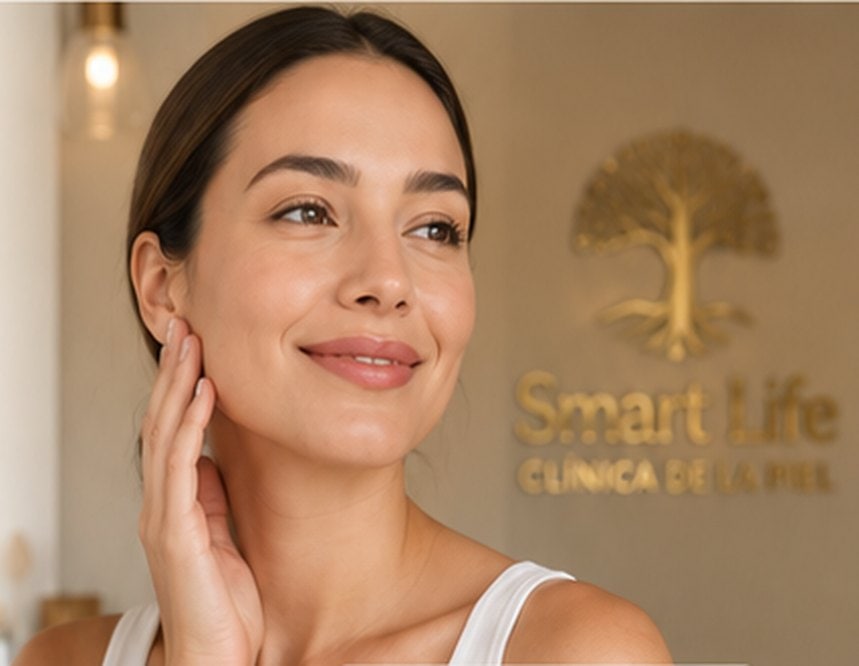 Mujer con piel radiante en Smart Life